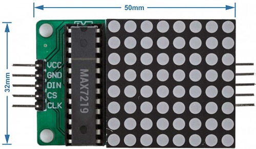 8x8 Dot Matrix Display Module Dimensions