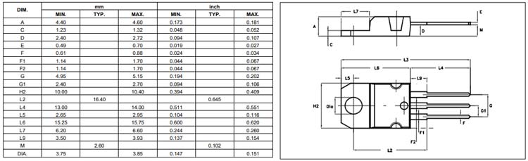 MJE3055 Transistor Dimensions