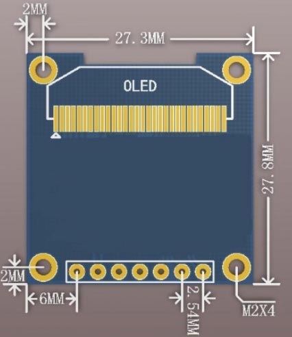  Monochrome OLED display 2D model