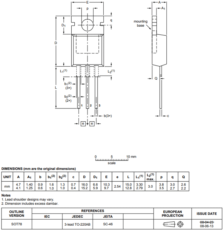 BT139 Dimensions