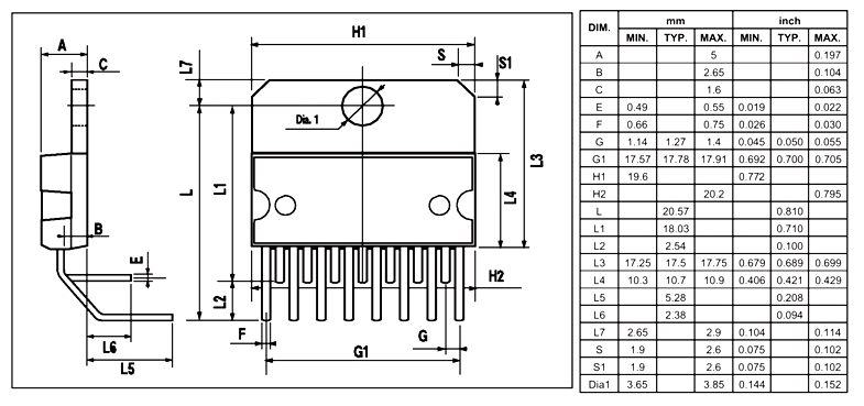 L298 IC Dimensions